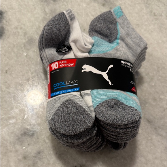 Puma women's No Show Socks - Gray and White - Picture 1 of 3